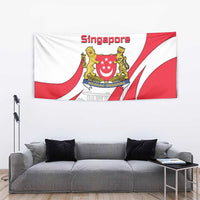 Singapore National Crest Tapestry with City Skyline and Lion Design