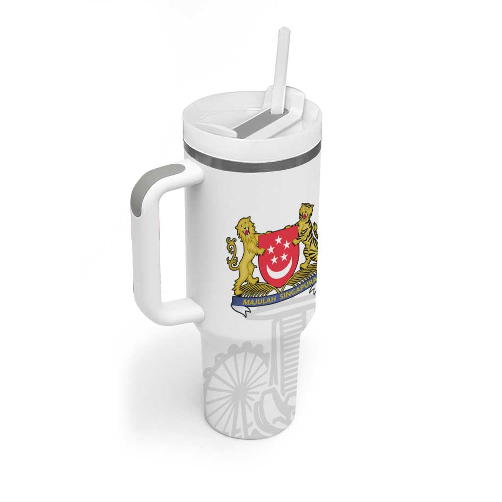 Singapore National Crest Tumbler With Handle with City Skyline and Lion Design