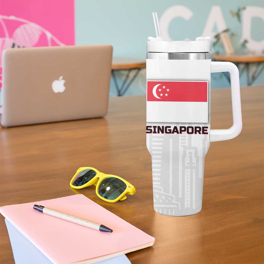 Singapore National Crest Tumbler With Handle with City Skyline and Lion Design