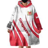 Singapore National Crest Wearable Blanket Hoodie with City Skyline and Lion Design