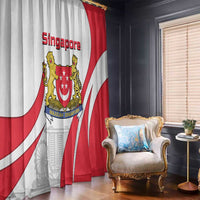 Singapore National Crest Window Curtain with City Skyline and Lion Design