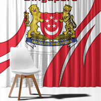 Singapore National Crest Window Curtain with City Skyline and Lion Design
