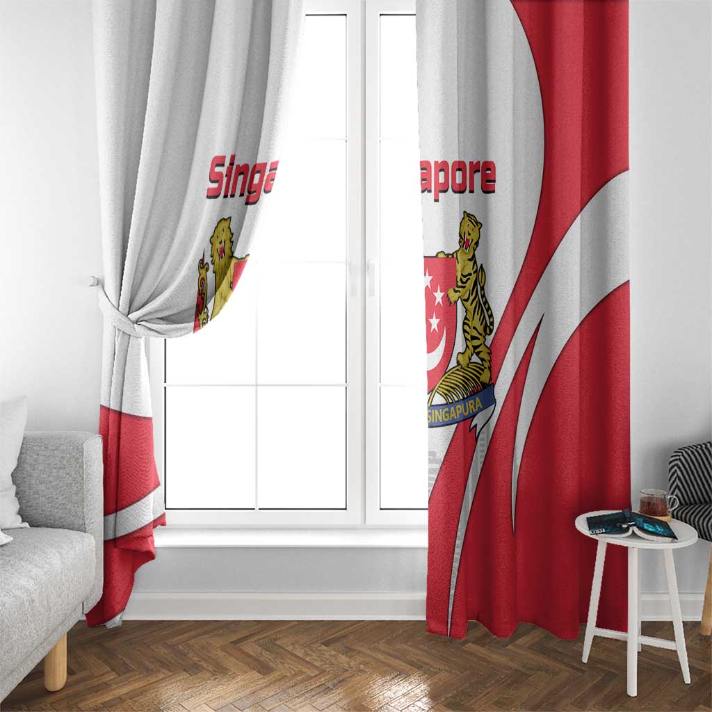 Singapore National Crest Window Curtain with City Skyline and Lion Design