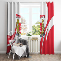 Singapore National Crest Window Curtain with City Skyline and Lion Design