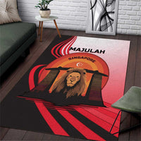 Singapore Lion Area Rug with Sunset Marina Bay Design and National Flag