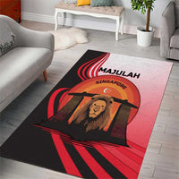 Singapore Lion Area Rug with Sunset Marina Bay Design and National Flag