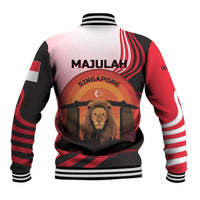 Singapore Lion Baseball Jacket with Sunset Marina Bay Design and National Flag