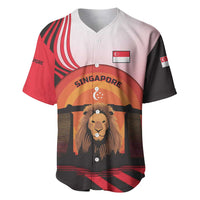 Singapore Lion Baseball Jersey with Sunset Marina Bay Design and National Flag