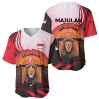 Singapore Lion Baseball Jersey with Sunset Marina Bay Design and National Flag