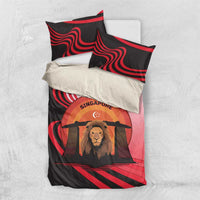 Singapore Lion Bedding Set with Sunset Marina Bay Design and National Flag