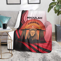 Singapore Lion Blanket with Sunset Marina Bay Design and National Flag