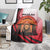 Singapore Lion Blanket with Sunset Marina Bay Design and National Flag