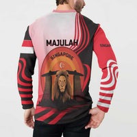 Singapore Lion Button Sweatshirt with Sunset Marina Bay Design and National Flag