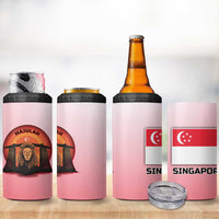 Singapore Lion 4 in 1 Can Cooler Tumbler with Sunset Marina Bay Design and National Flag