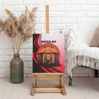 Singapore Lion Canvas Wall Art with Sunset Marina Bay Design and National Flag