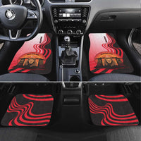 Singapore Lion Car Mats with Sunset Marina Bay Design and National Flag