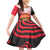 Singapore Lion Family Matching Off Shoulder Short Dress and Hawaiian Shirt with Sunset Marina Bay Design and National Flag