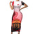 Singapore Lion Family Matching Short Sleeve Bodycon Dress and Hawaiian Shirt with Sunset Marina Bay Design and National Flag