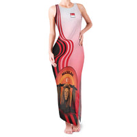 Singapore Lion Family Matching Tank Maxi Dress and Hawaiian Shirt with Sunset Marina Bay Design and National Flag