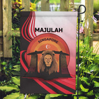 Singapore Lion Garden Flag with Sunset Marina Bay Design and National Flag