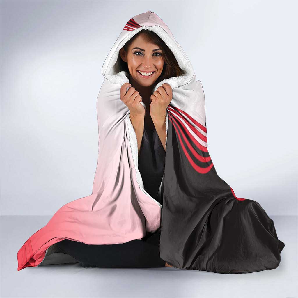 Singapore Lion Hooded Blanket with Sunset Marina Bay Design and National Flag