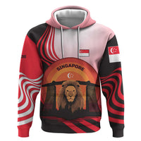 Singapore Lion Hoodie with Sunset Marina Bay Design and National Flag