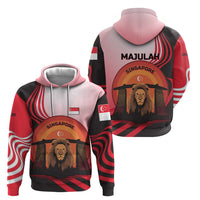 Singapore Lion Hoodie with Sunset Marina Bay Design and National Flag