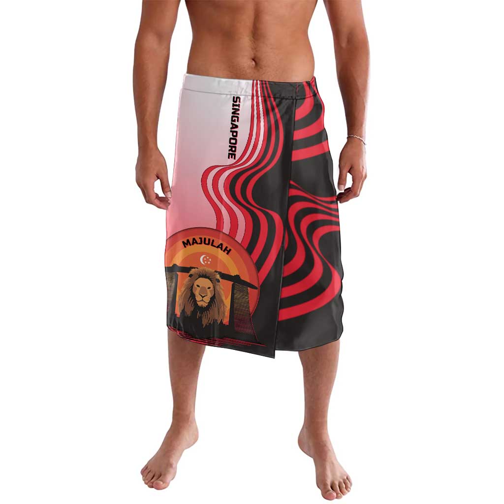 Singapore Lion Lavalava with Sunset Marina Bay Design and National Flag