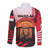 Singapore Lion Long Sleeve Button Shirt with Sunset Marina Bay Design and National Flag