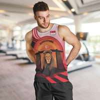 Singapore Lion Men Tank Top with Sunset Marina Bay Design and National Flag