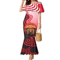 Singapore Lion Mermaid Dress with Sunset Marina Bay Design and National Flag