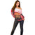 Singapore Lion Off Shoulder Sweater with Sunset Marina Bay Design and National Flag