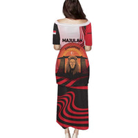 Singapore Lion Puletasi with Sunset Marina Bay Design and National Flag