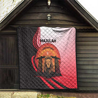 Singapore Lion Quilt with Sunset Marina Bay Design and National Flag