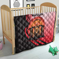 Singapore Lion Quilt with Sunset Marina Bay Design and National Flag