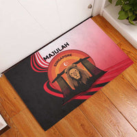 Singapore Lion Rubber Doormat with Sunset Marina Bay Design and National Flag