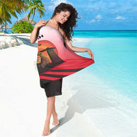 Singapore Lion Sarong with Sunset Marina Bay Design and National Flag