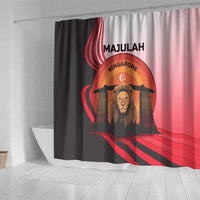 Singapore Lion Shower Curtain with Sunset Marina Bay Design and National Flag