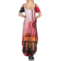 Singapore Lion Summer Maxi Dress with Sunset Marina Bay Design and National Flag