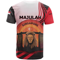 Singapore Lion T Shirt with Sunset Marina Bay Design and National Flag