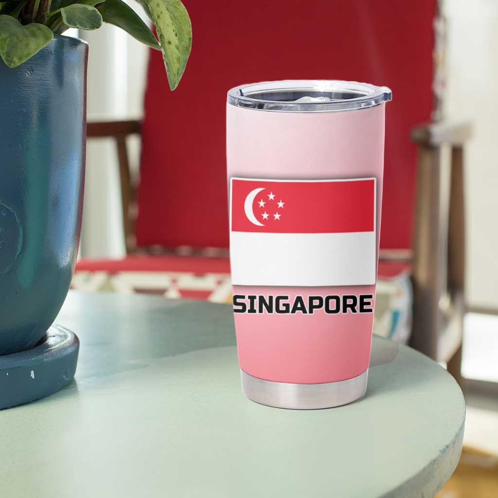 Singapore Lion Tumbler Cup with Sunset Marina Bay Design and National Flag