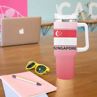 Singapore Lion Tumbler With Handle with Sunset Marina Bay Design and National Flag