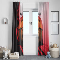 Singapore Lion Window Curtain with Sunset Marina Bay Design and National Flag