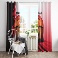 Singapore Lion Window Curtain with Sunset Marina Bay Design and National Flag