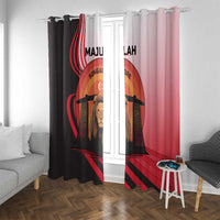 Singapore Lion Window Curtain with Sunset Marina Bay Design and National Flag