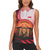 Singapore Lion Women Sleeveless Polo Shirt with Sunset Marina Bay Design and National Flag