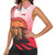 Singapore Lion Women Sleeveless Polo Shirt with Sunset Marina Bay Design and National Flag