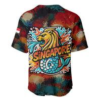 Singapore Merlion Baseball Jersey with Graffiti Art Style and National Flag