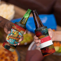 Singapore Merlion 4 in 1 Can Cooler Tumbler with Graffiti Art Style and National Flag
