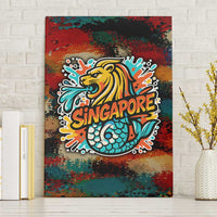Singapore Merlion Canvas Wall Art with Graffiti Art Style and National Flag